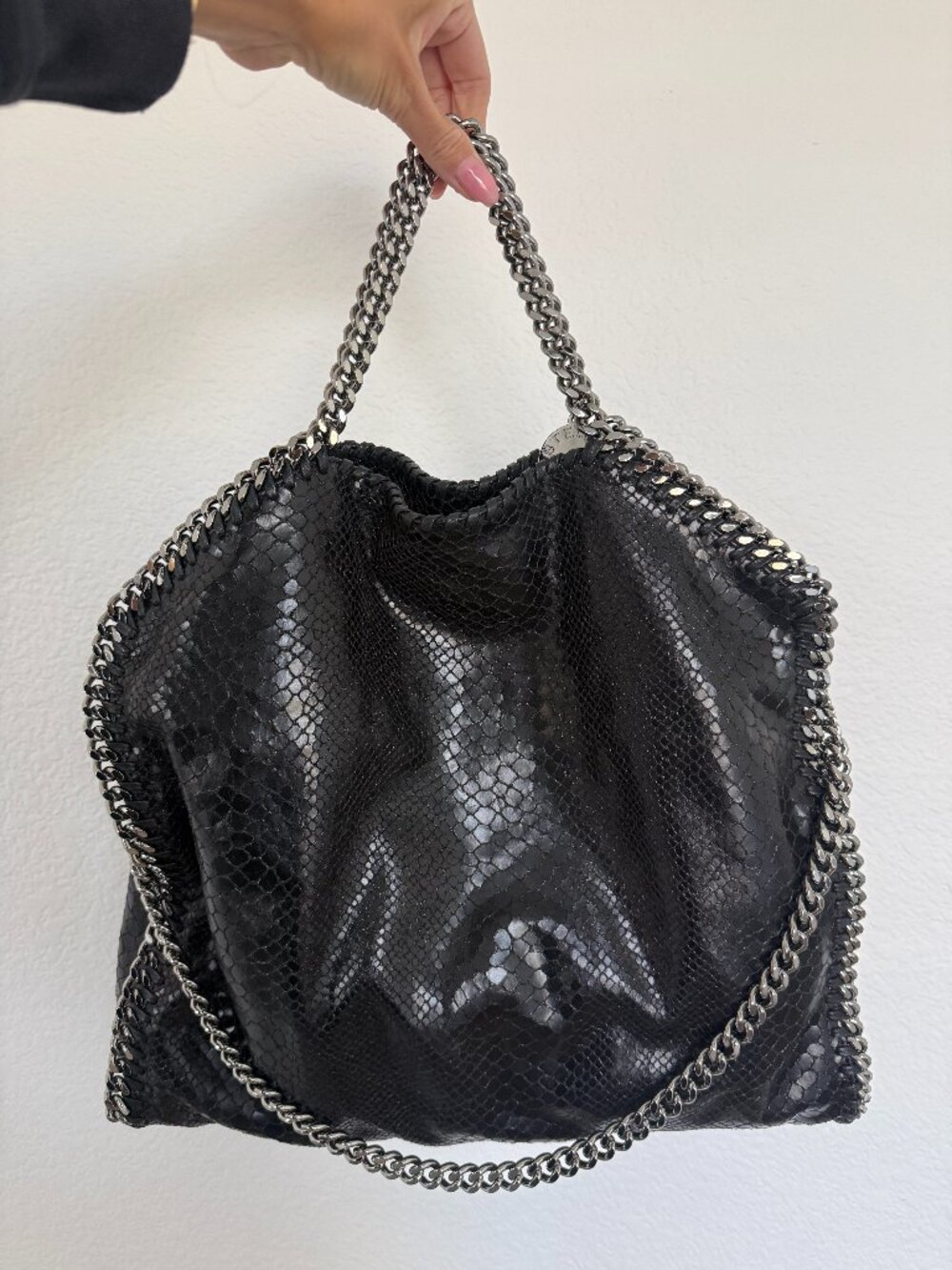 Stella McCartney Falabella Fold Over Tote Snake Embossed